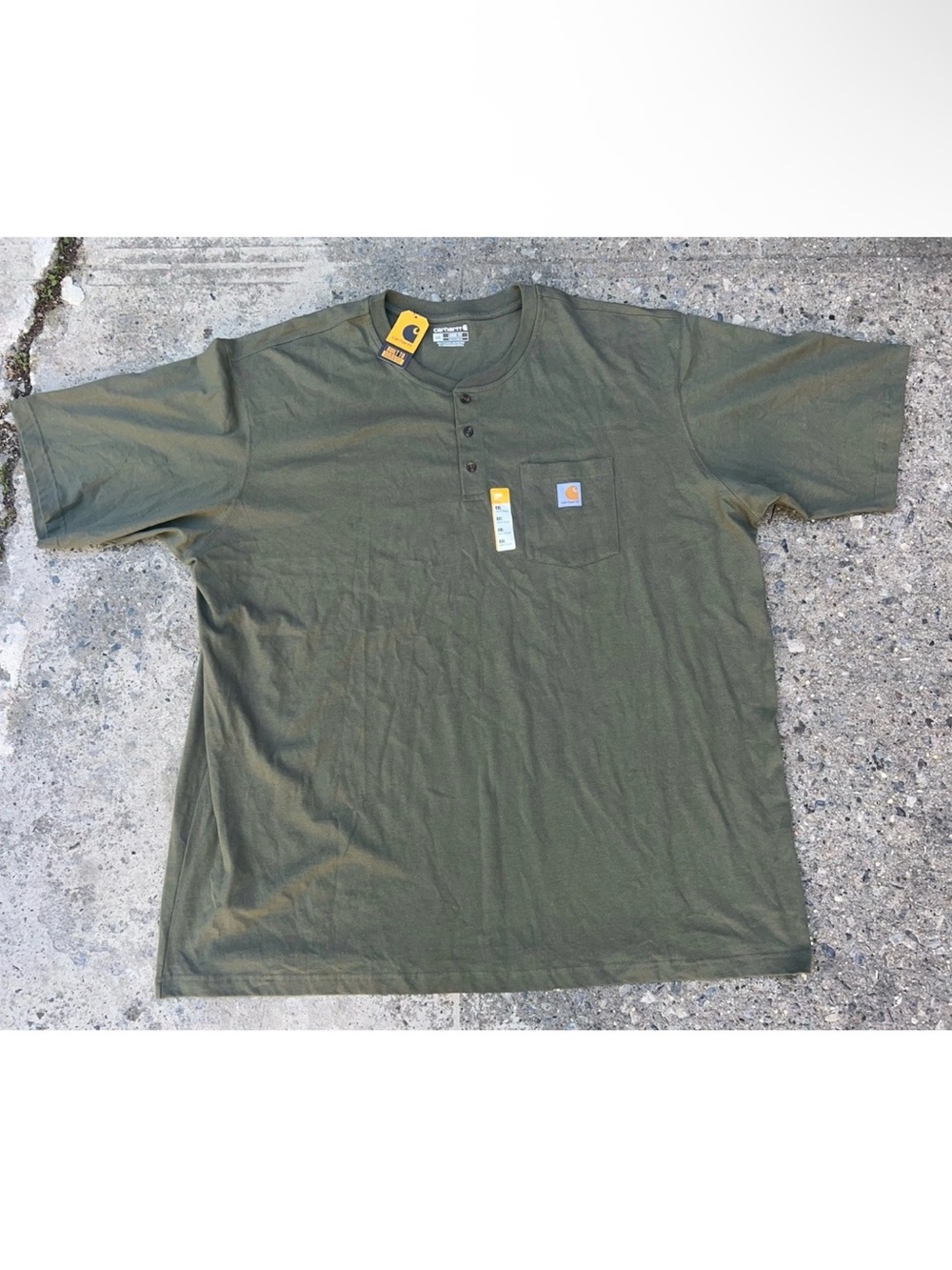 Carhartt Loose Fit Heavyweight Short Sleeve Pocket Henley T Shirt 4X Olive NWT